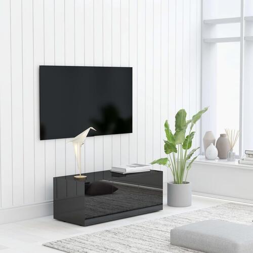 Tv-skab 80x34x30 cm spånplade sort højglans