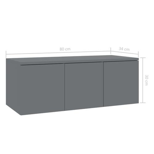Tv-bord 80x34x30 cm konstrueret træ grå højglans