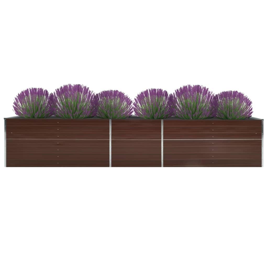 Forhøjet plantekasse 400x80x45 cm galvaniseret stål brun