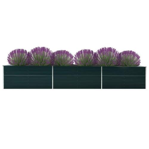 Forhøjet plantekasse 480x80x77 cm galvaniseret stål grøn