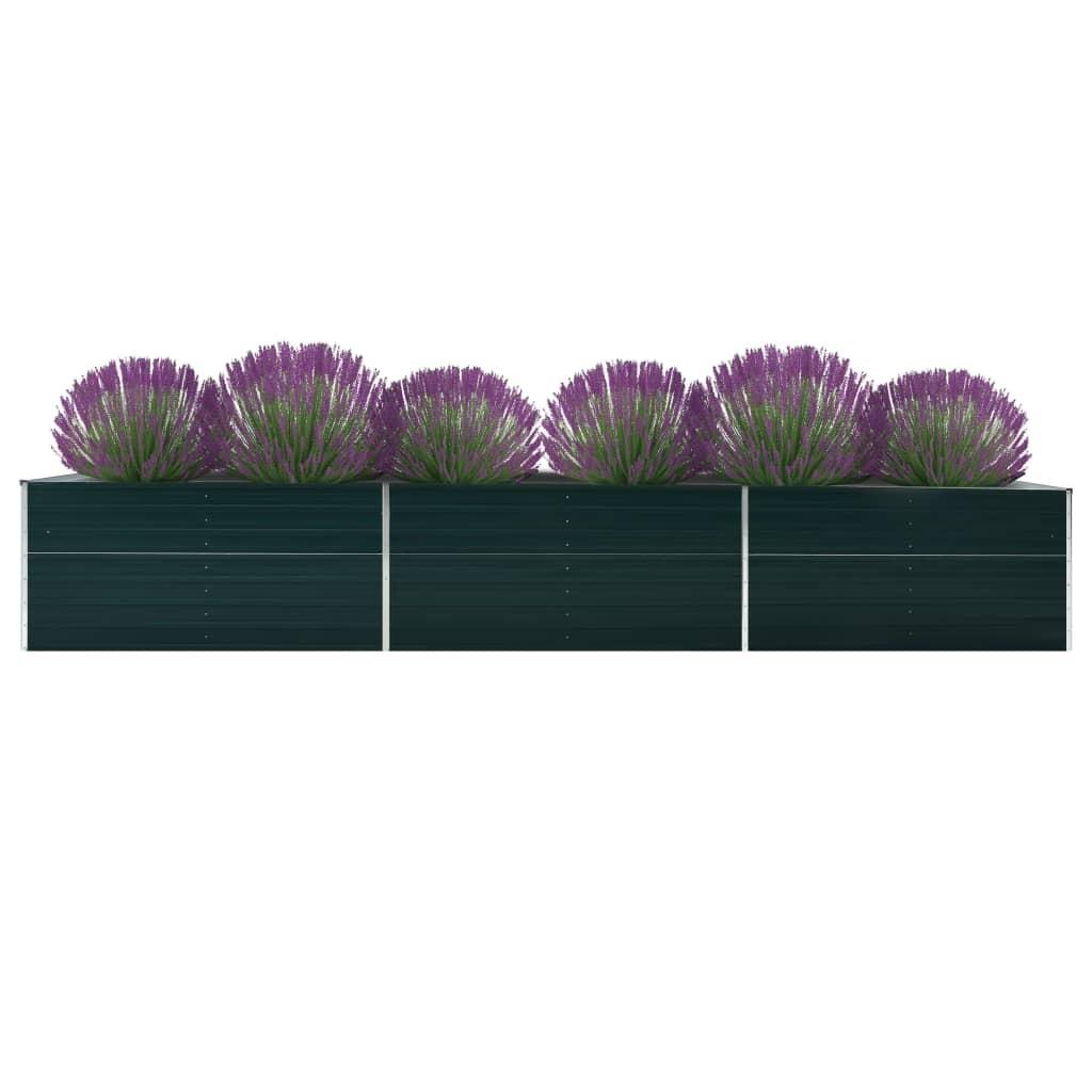 Forhøjet plantekasse 480x80x77 cm galvaniseret stål grøn