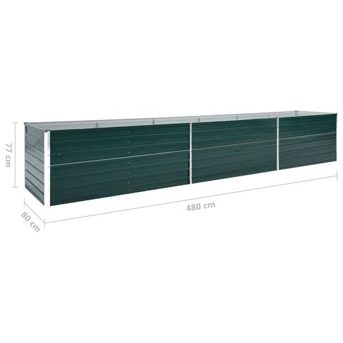 Forhøjet plantekasse 480x80x77 cm galvaniseret stål grøn