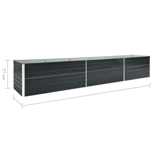 Forhøjet plantekasse 480x80x77 cm galvaniseret stål antracitgrå