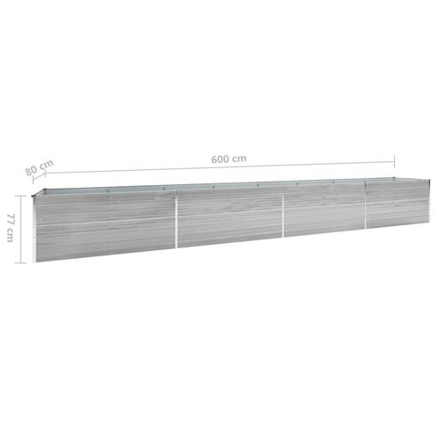 Forhøjet plantekasse 600x80x77 cm galvaniseret stål grå