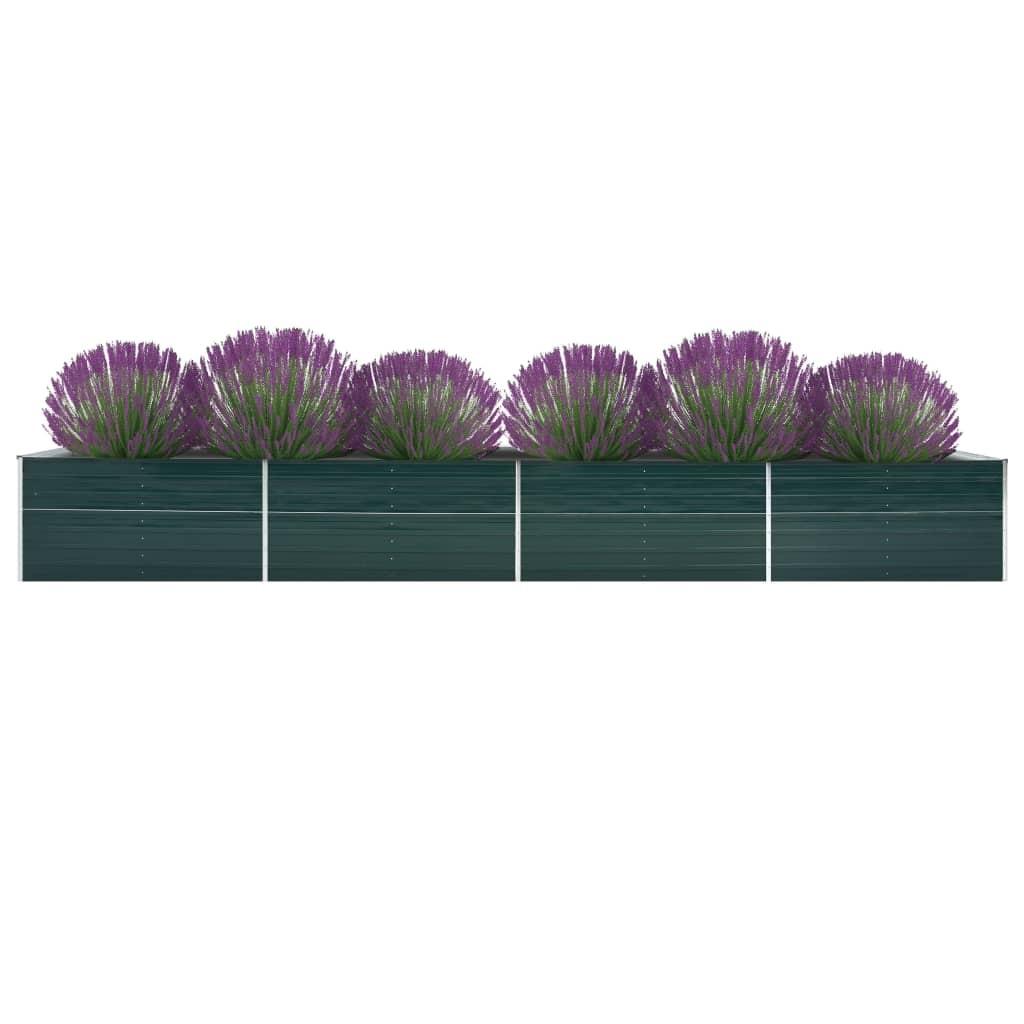 Forhøjet plantekasse 600x80x77 cm galvaniseret stål grøn
