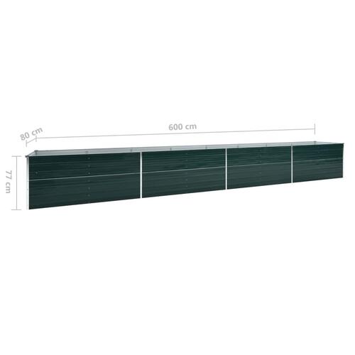 Forhøjet plantekasse 600x80x77 cm galvaniseret stål grøn