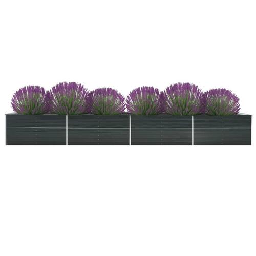 Forhøjet plantekasse 600x80x77 cm galvaniseret stål antracitgrå