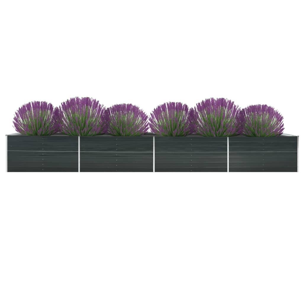 Forhøjet plantekasse 600x80x77 cm galvaniseret stål antracitgrå