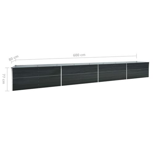 Forhøjet plantekasse 600x80x77 cm galvaniseret stål antracitgrå