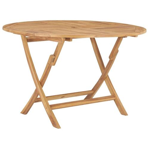 Foldbart havebord Ø 120 cm massivt teaktræ