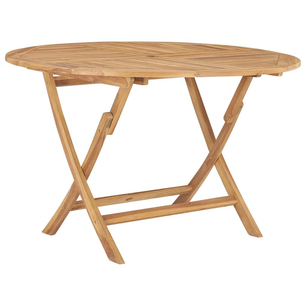 Foldbart havebord Ø 120 cm massivt teaktræ