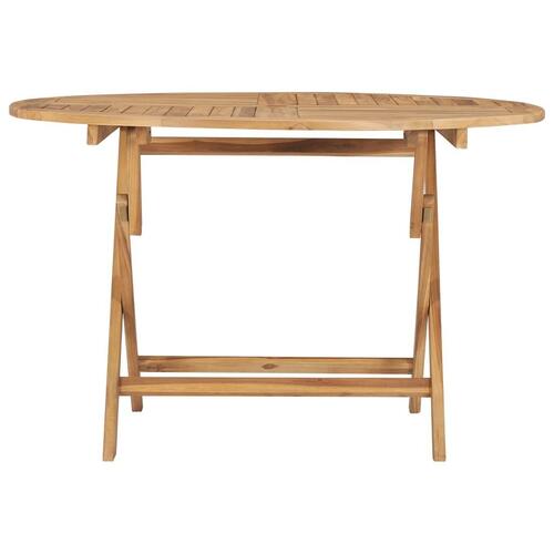 Foldbart havebord Ø 120 cm massivt teaktræ
