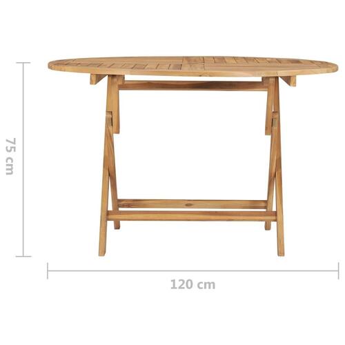 Foldbart havebord Ø 120 cm massivt teaktræ