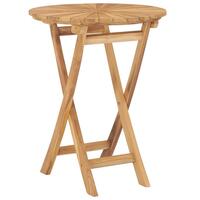 Foldbart havebord Ø 60 cm massivt teaktræ