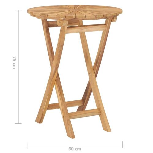 Foldbart havebord Ø 60 cm massivt teaktræ