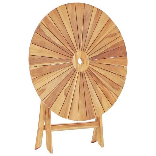 Foldbart havebord Ø 85 cm massivt teaktræ