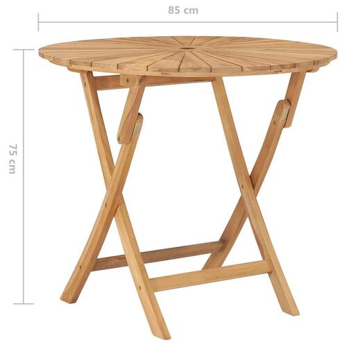 Foldbart havebord Ø 85 cm massivt teaktræ