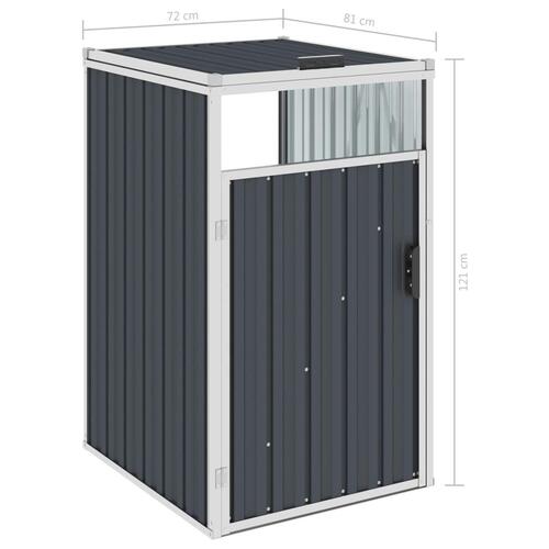 Skraldespandsskur 72x81x121 cm stål antracitgrå