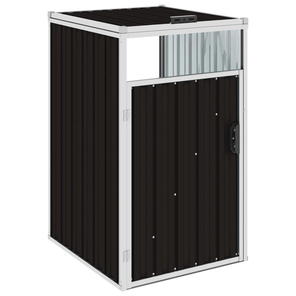 Skraldespandsskur 72x81x121 cm stål brun
