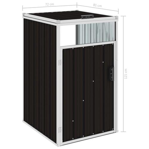 Skraldespandsskur 72x81x121 cm stål brun
