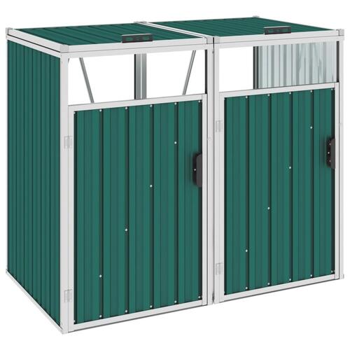 Dobbelt skraldespandsskur 143x81x121 cm stål grøn