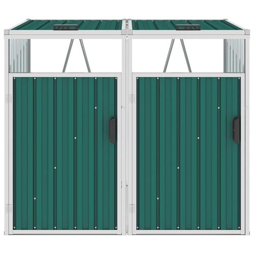 Dobbelt skraldespandsskur 143x81x121 cm stål grøn