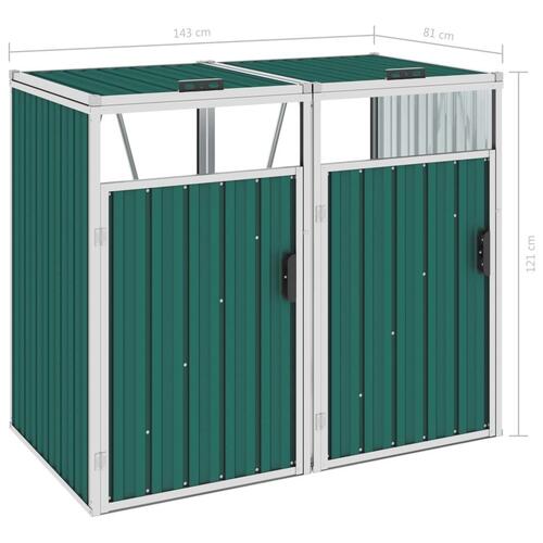 Dobbelt skraldespandsskur 143x81x121 cm stål grøn