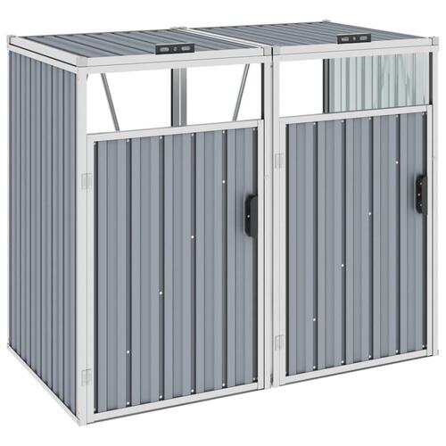 Dobbelt skraldespandsskur 143x81x121 cm stål grå