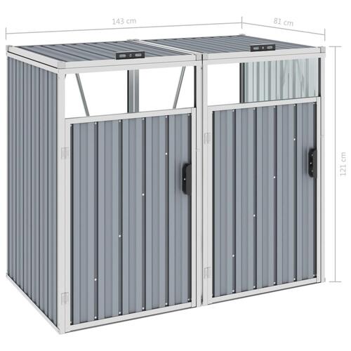 Dobbelt skraldespandsskur 143x81x121 cm stål grå