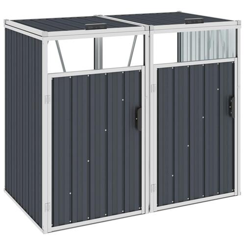 Dobbelt skraldespandsskur 143x81x121 cm stål antracitgrå