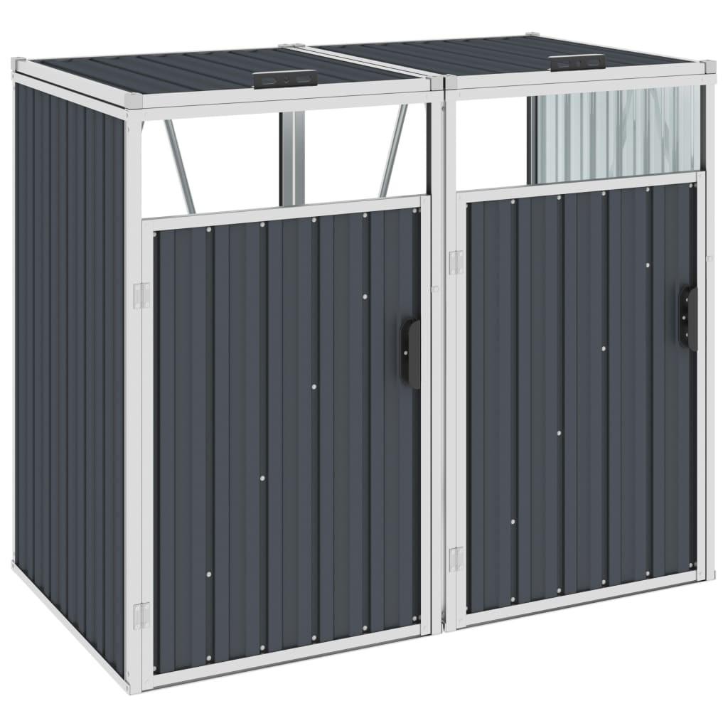 Dobbelt skraldespandsskur 143x81x121 cm stål antracitgrå