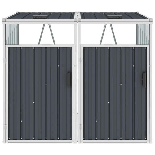 Dobbelt skraldespandsskur 143x81x121 cm stål antracitgrå