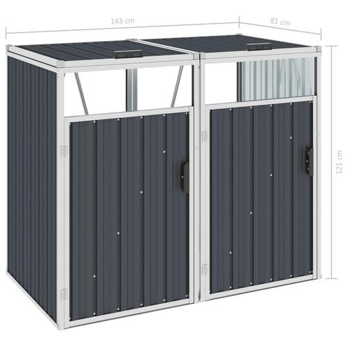 Dobbelt skraldespandsskur 143x81x121 cm stål antracitgrå