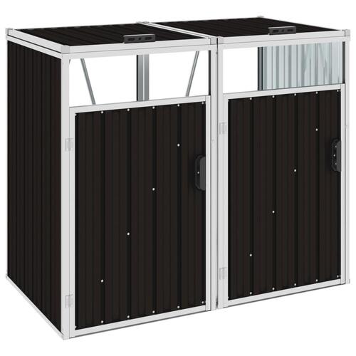 Dobbelt skraldespandsskur 143x81x121 cm stål brun
