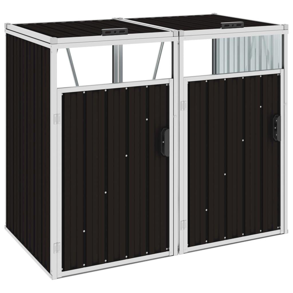 Dobbelt skraldespandsskur 143x81x121 cm stål brun