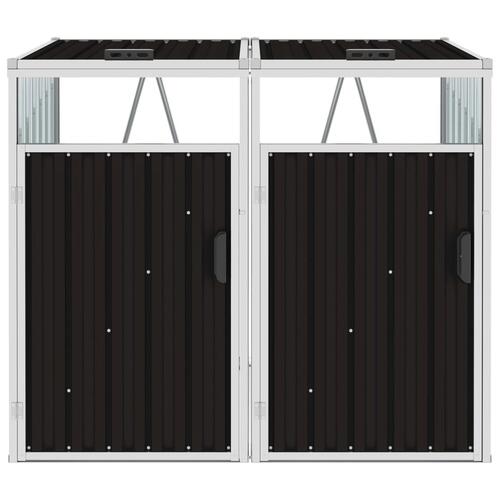 Dobbelt skraldespandsskur 143x81x121 cm stål brun