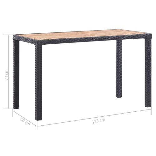 Havebord 123 x 60 x 74 cm massivt akacietræ sort og brun
