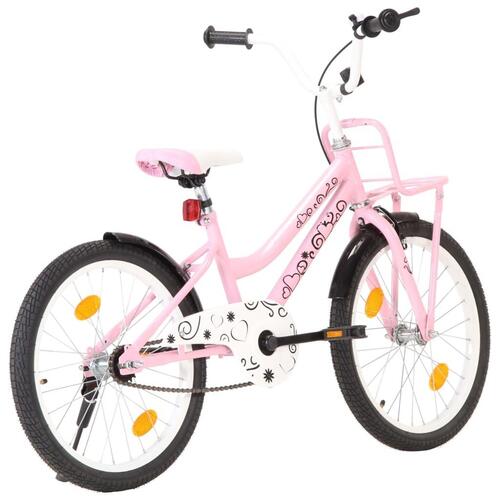 Børnecykel med frontlad 20 tommer sort og lyserød