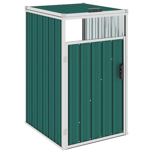 Skraldespandsskur 72x81x121 cm stål grøn