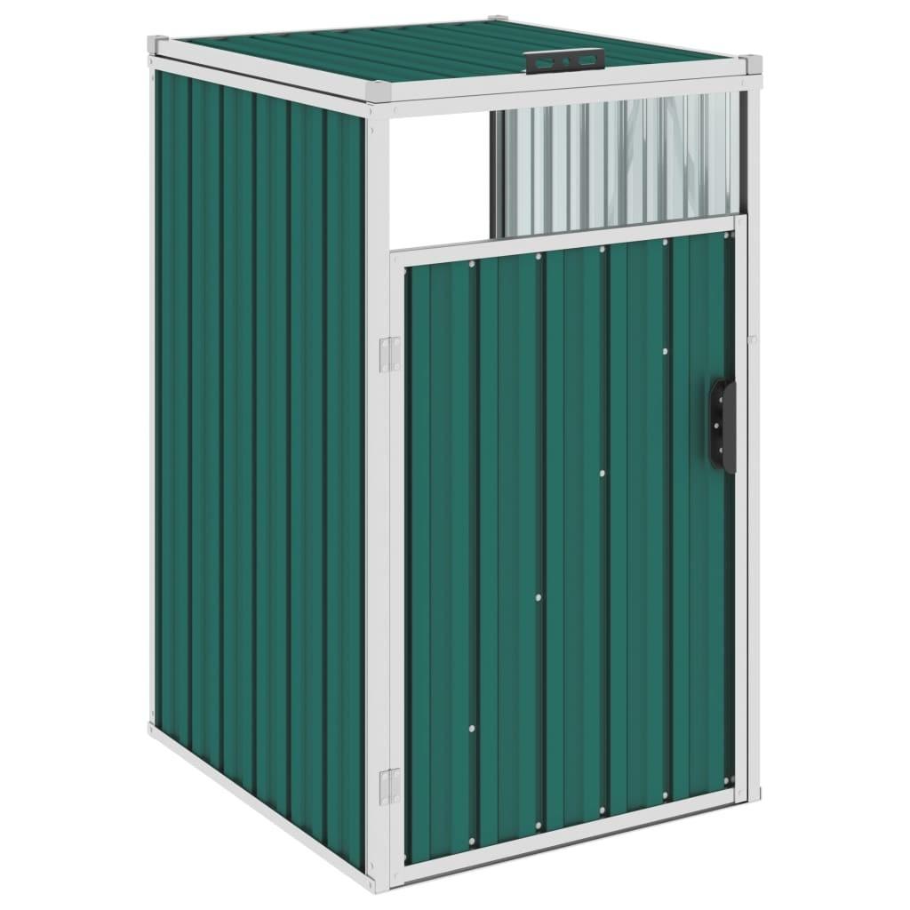 Skraldespandsskur 72x81x121 cm stål grøn