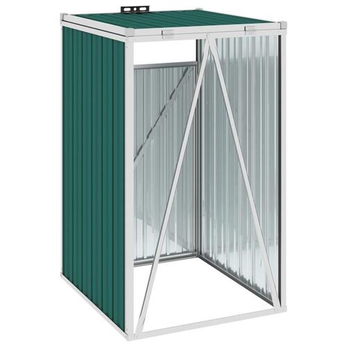 Skraldespandsskur 72x81x121 cm stål grøn