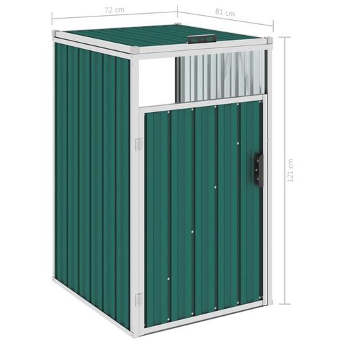 Skraldespandsskur 72x81x121 cm stål grøn