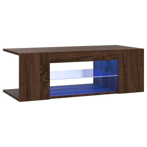 Tv-bord med LED-lys 90x39x30 cm brun egetræsfarve