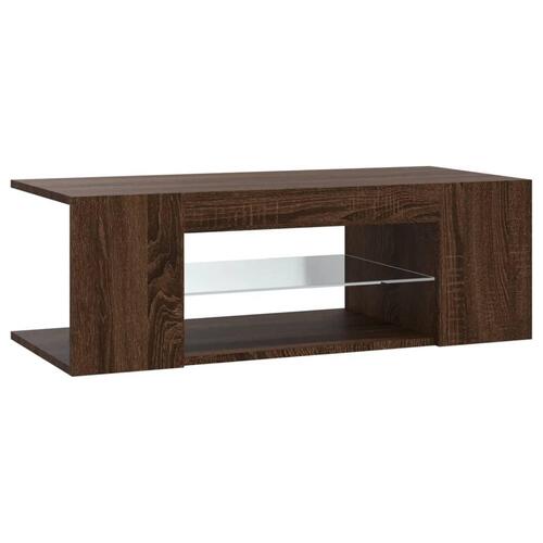 Tv-bord med LED-lys 90x39x30 cm brun egetræsfarve