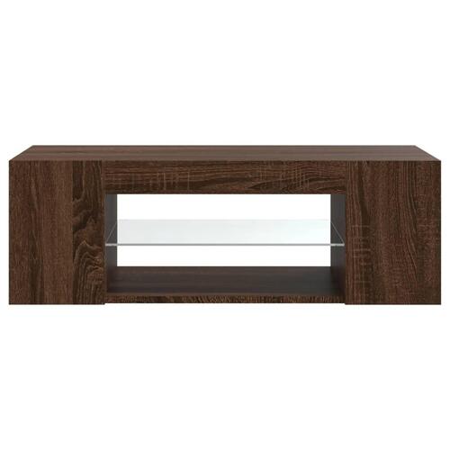 Tv-bord med LED-lys 90x39x30 cm brun egetræsfarve