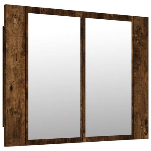 Spejlskab m. LED-lys 60x12x45 cm konstrueret træ røget eg