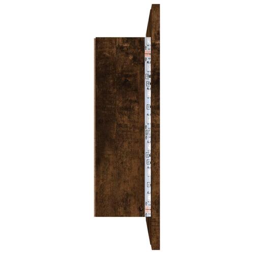 Spejlskab m. LED-lys 60x12x45 cm konstrueret træ røget eg