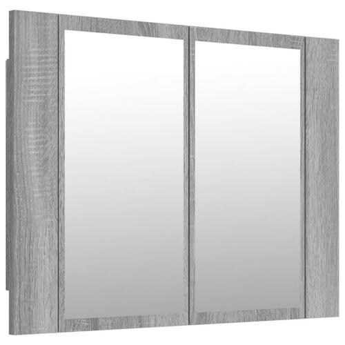 Spejlskab m. LED-lys 60x12x45 cm konstrueret træ grå sonoma-eg