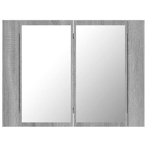 Spejlskab m. LED-lys 60x12x45 cm konstrueret træ grå sonoma-eg