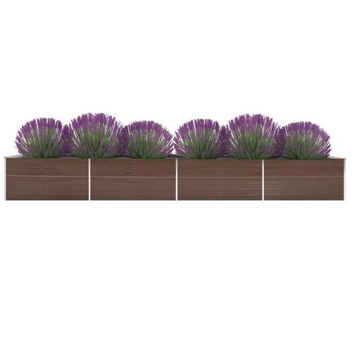 Plantekasse 600x80x45 cm galvaniseret stål brun